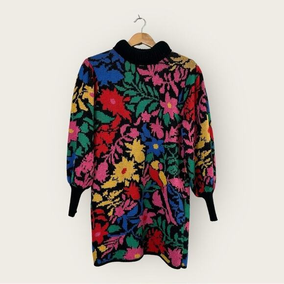 EUC | Farm Rio | Tropical Garden Long Sleeve Sweater Dress | Multi | Small - Picture 13 of 14